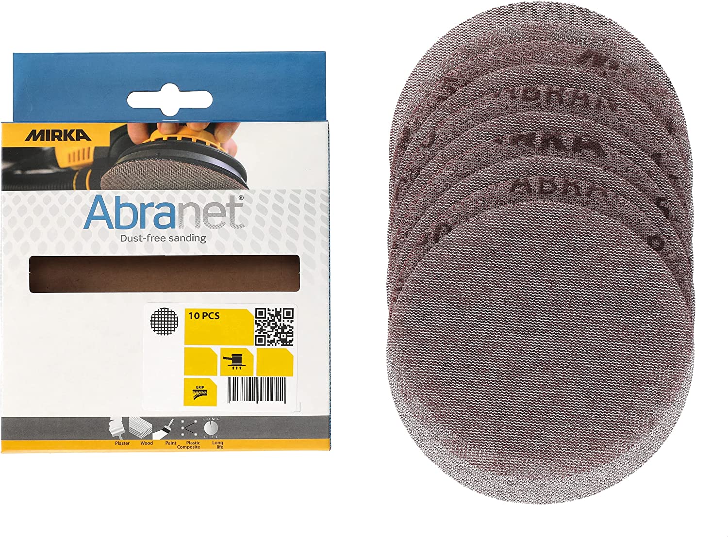 Mirka 9A-232-080RP 10 pieces. 5-Inch P80 Grit Abranet Discs, Grey